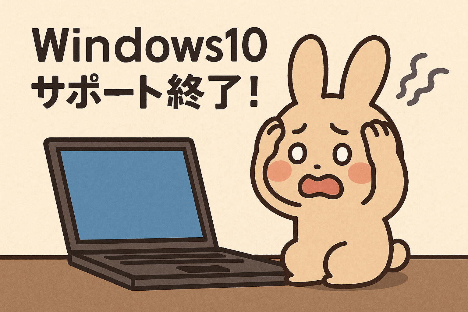 Windows10のサポート終了で困っているうさぎ